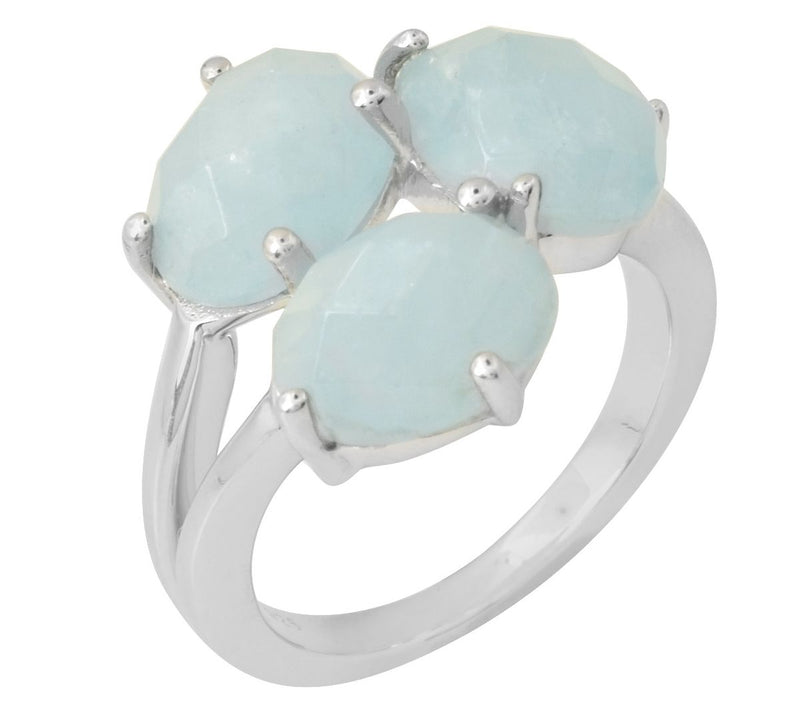 Sterling Silver Blue Milky Aquamarine Ring — View 3