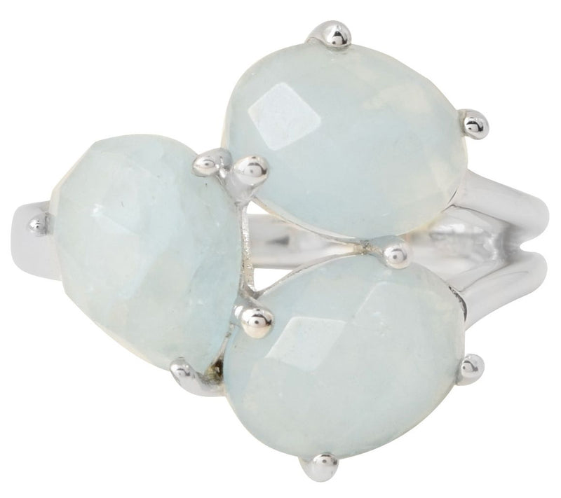 Sterling Silver Blue Milky Aquamarine Ring — View 4