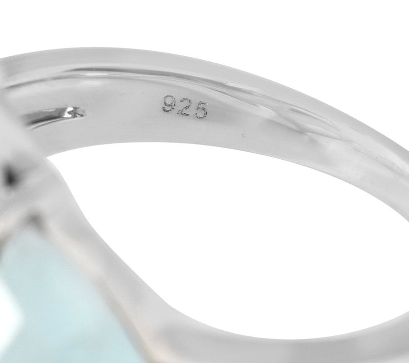 Sterling Silver Blue Milky Aquamarine Ring — View 7