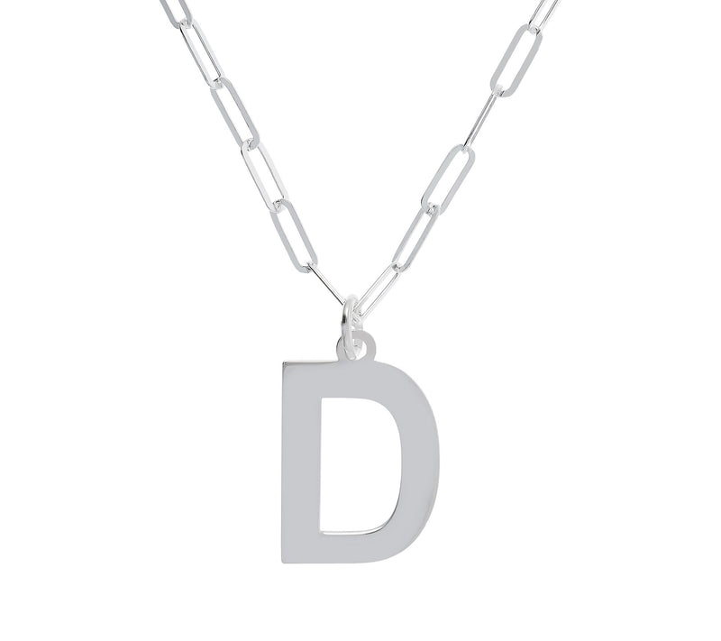 UltraFine Silver Initial Pendant w/ Paperclip L ink Chain — View 9