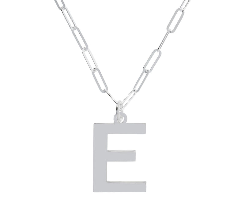 UltraFine Silver Initial Pendant w/ Paperclip L ink Chain — View 11