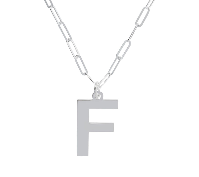 UltraFine Silver Initial Pendant w/ Paperclip L ink Chain — View 13