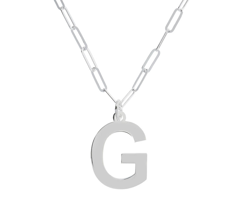 UltraFine Silver Initial Pendant w/ Paperclip L ink Chain — View 15
