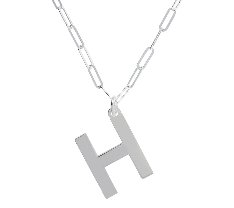 UltraFine Silver Initial Pendant w/ Paperclip L ink Chain — View 17