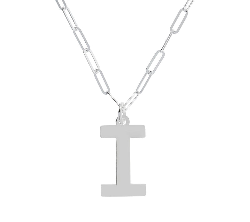 UltraFine Silver Initial Pendant w/ Paperclip L ink Chain — View 19