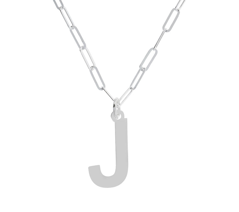 UltraFine Silver Initial Pendant w/ Paperclip L ink Chain — View 21