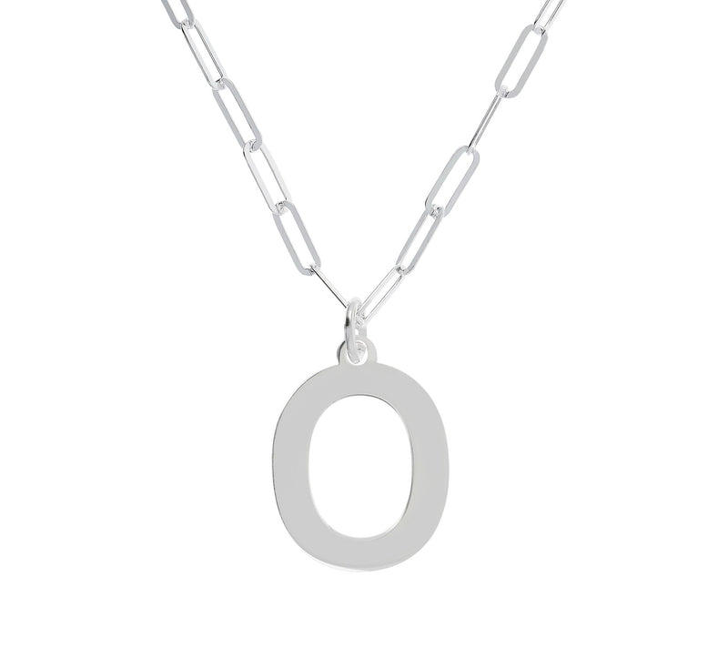 UltraFine Silver Initial Pendant w/ Paperclip L ink Chain — View 31