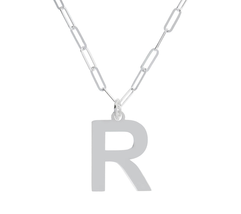 UltraFine Silver Initial Pendant w/ Paperclip L ink Chain — View 37