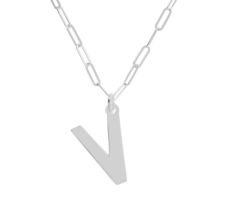 UltraFine Silver Initial Pendant w/ Paperclip L ink Chain — View 45