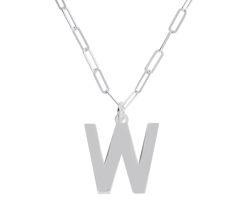 UltraFine Silver Initial Pendant w/ Paperclip L ink Chain — View 47