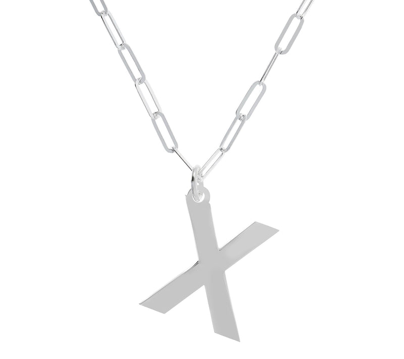 UltraFine Silver Initial Pendant w/ Paperclip L ink Chain — View 49