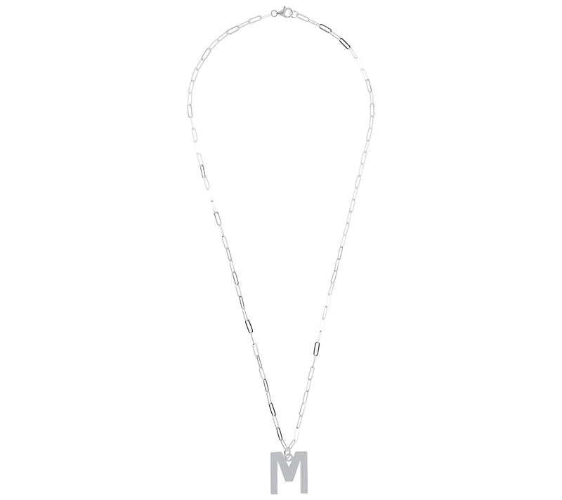 UltraFine Silver Initial Pendant w/ Paperclip L ink Chain — View 54