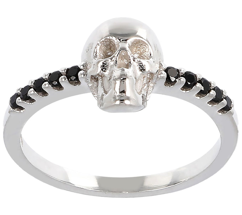 Mistero Black Spinel Skull Ring, Sterling Silve — View 7