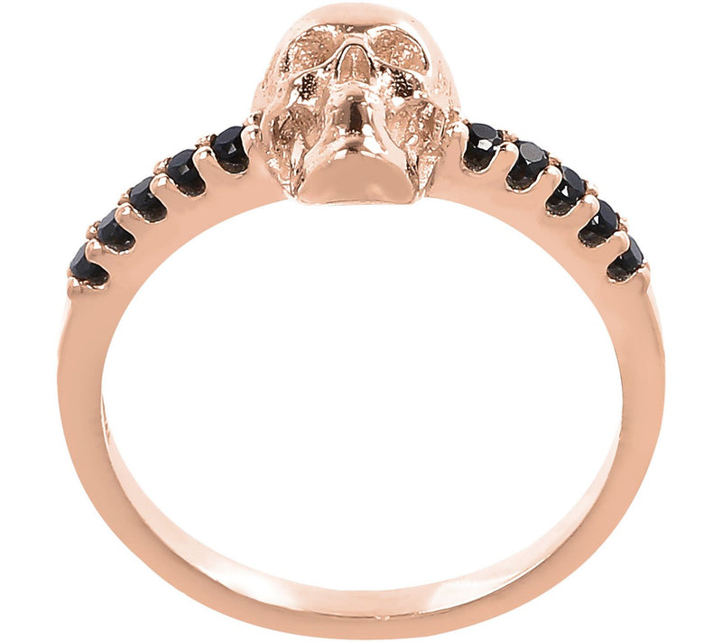 Mistero Black Spinel Skull Ring, Sterling Silve — View 9