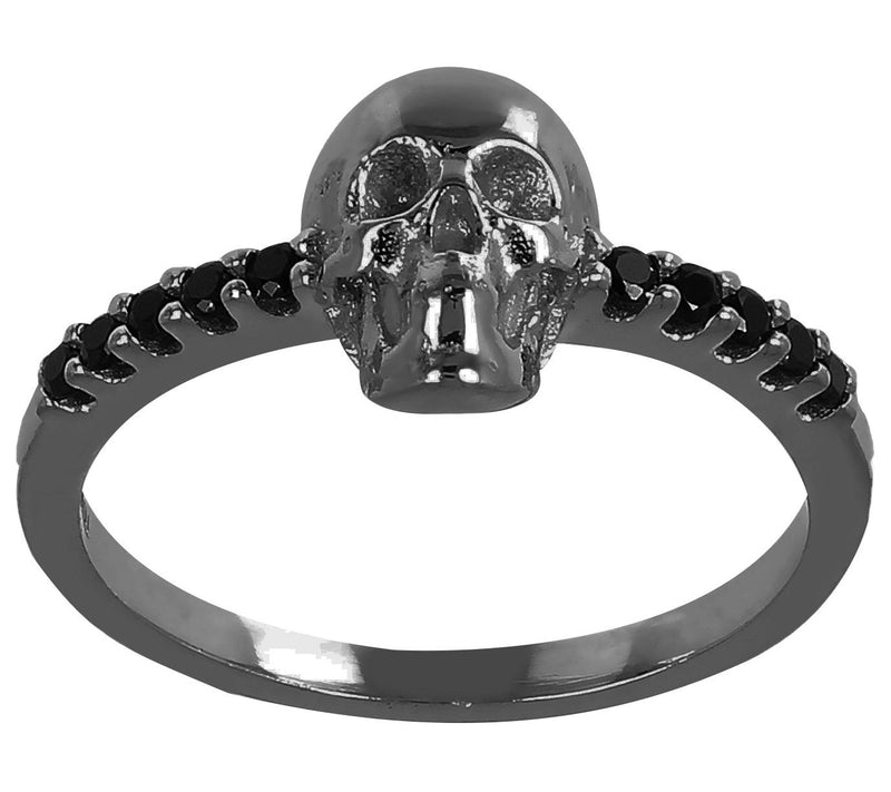 Mistero Black Spinel Skull Ring, Sterling Silve — Main view