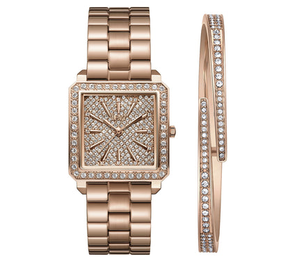 JBW Women's Crystal 18K Rose Plated Diamond Watch & Bracelet