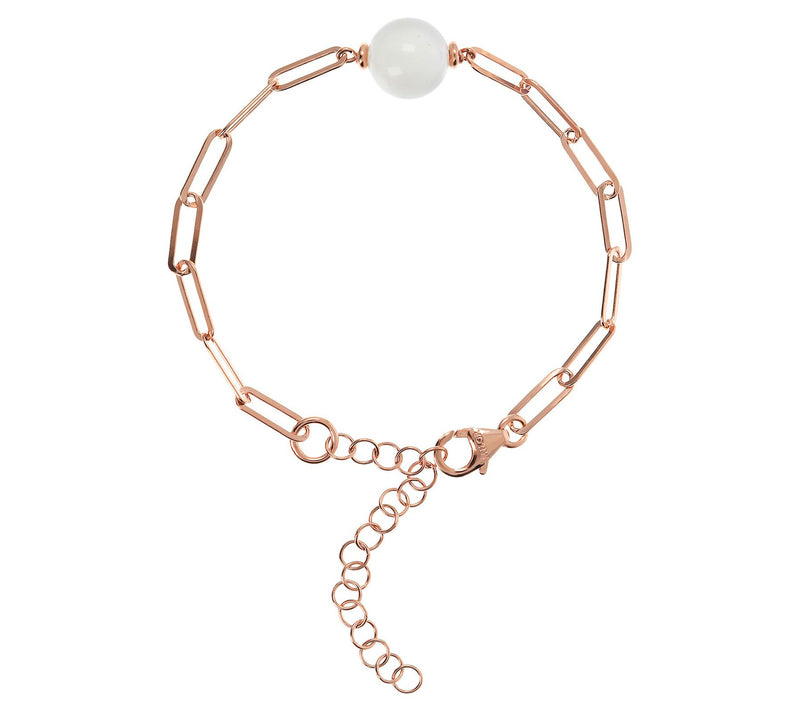Italian Silver Gemstone Paperclip Bracelet, 18KRose Plated — View 11