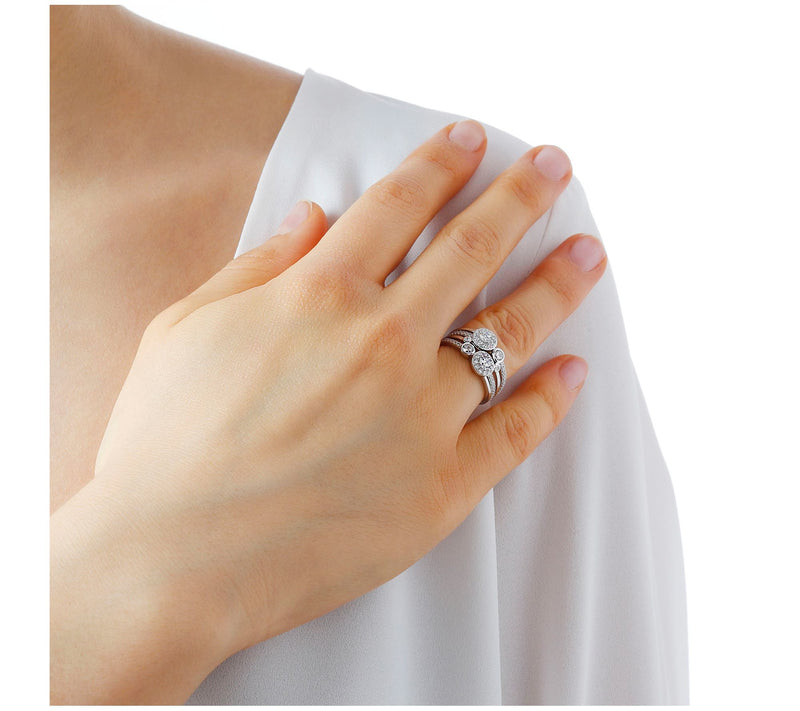 Diamonique 0.85 cttw Split Band Ring, S terling Silver — View 10