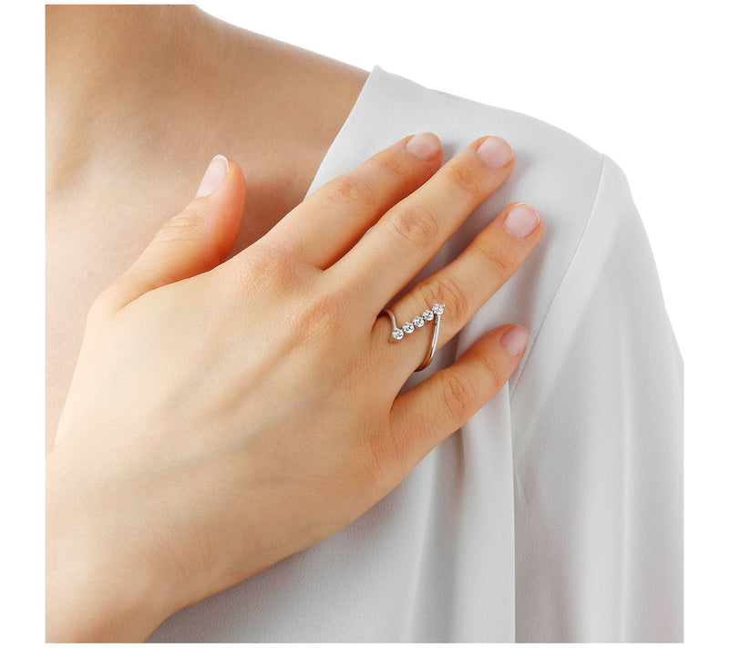 Diamonique 0.60 cttw Linear Design Ring, Sterli ng Silver — View 10