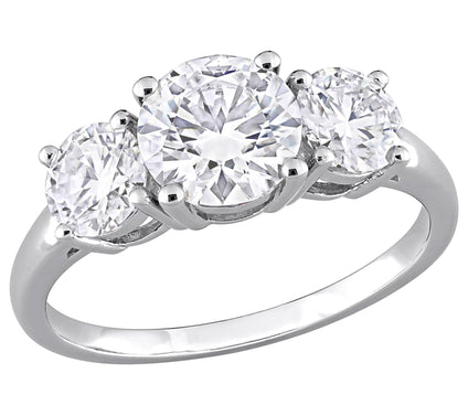MoissanIce Moissanite 2.15 cttw 3-Stone Ring, Sterling