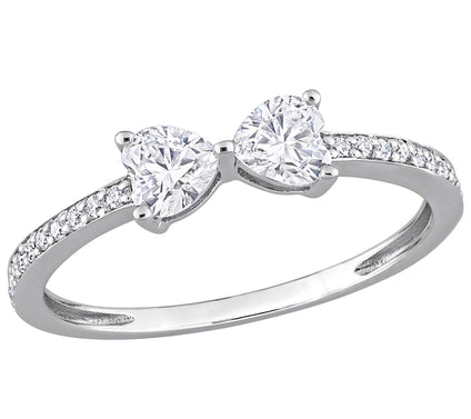 MoissanIce Moissanite 0.55 cttw Duo Heart Ring,Sterling