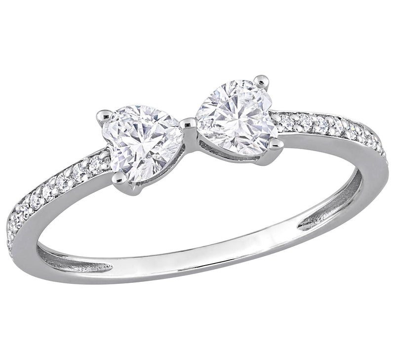 MoissanIce Moissanite 0.55 cttw Duo Heart Ring,Sterling — View 3