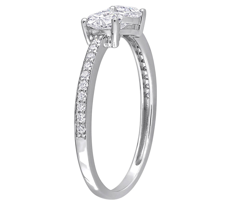 MoissanIce Moissanite 0.55 cttw Duo Heart Ring,Sterling — View 4