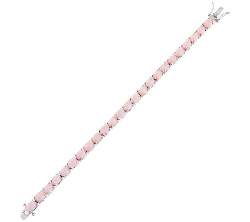 Sterling Silver Pink Opal Cabochon Tennis Bracelet — View 3
