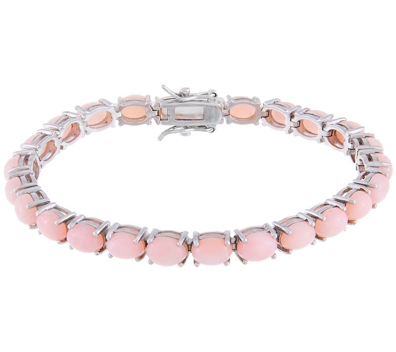 Sterling Silver Pink Opal Cabochon Tennis Bracelet — Main view