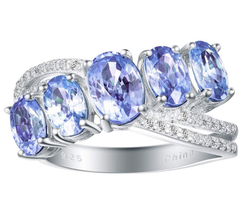Sterling Silver 3.30 cttw Tanzanite & White Zir con Ring — Main view