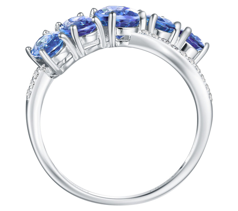 Sterling Silver 3.30 cttw Tanzanite & White Zir con Ring — View 3