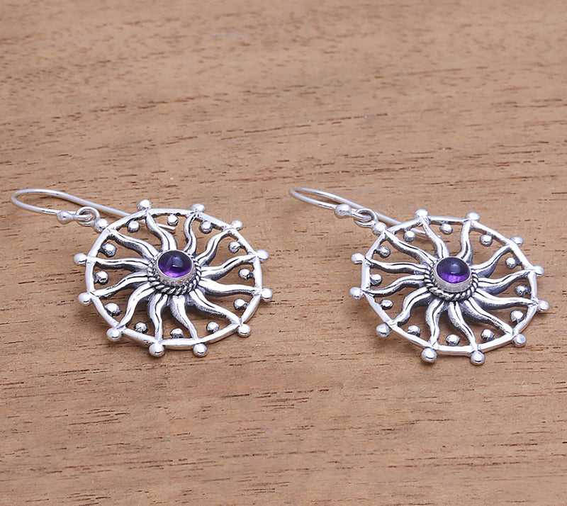 Novica Artsian Crafted Sterling Amethyst D angle Earrings — View 4