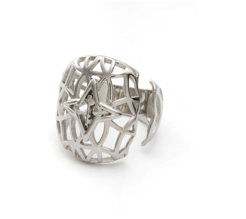 Valencia Key Stainless Steel Adjustable RootedRing — View 5