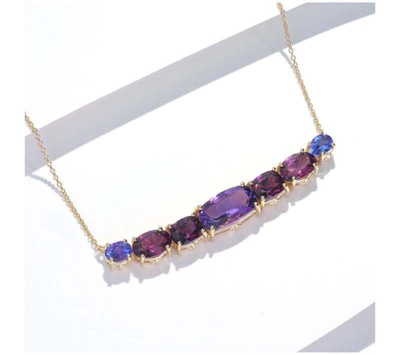14K Gold 3.70 cttw Multi-Gemstone Necklace — View 4