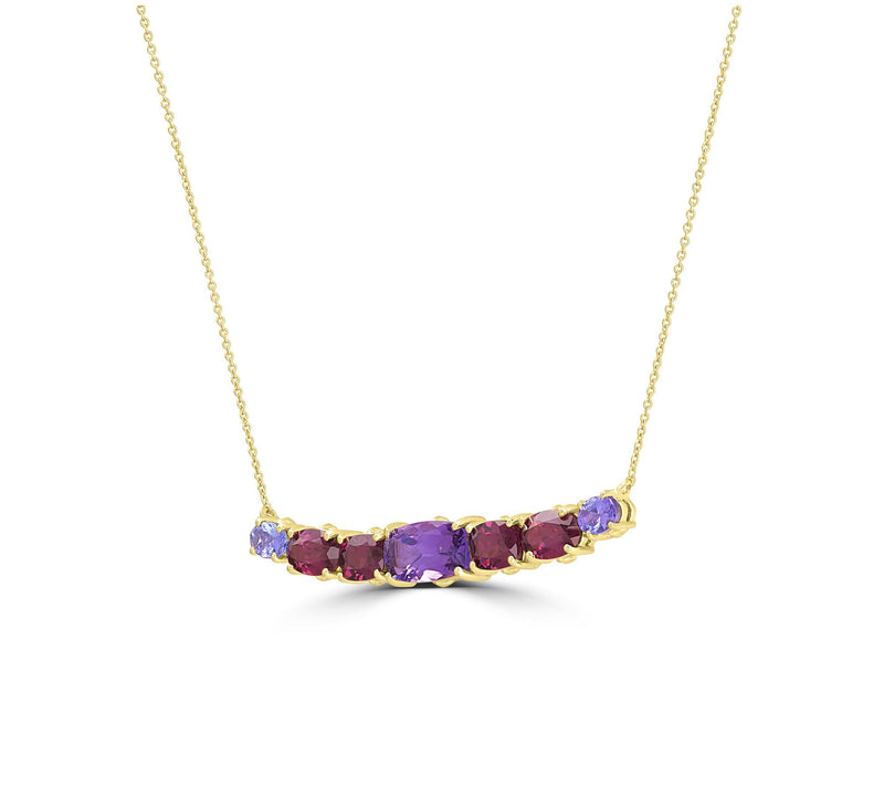 14K Gold 3.70 cttw Multi-Gemstone Necklace — View 5