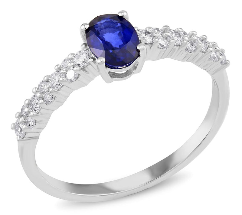 14K White Gold 0.90 ct Blue Sapphire & 0.40 cttw Diamond Ring — Main view