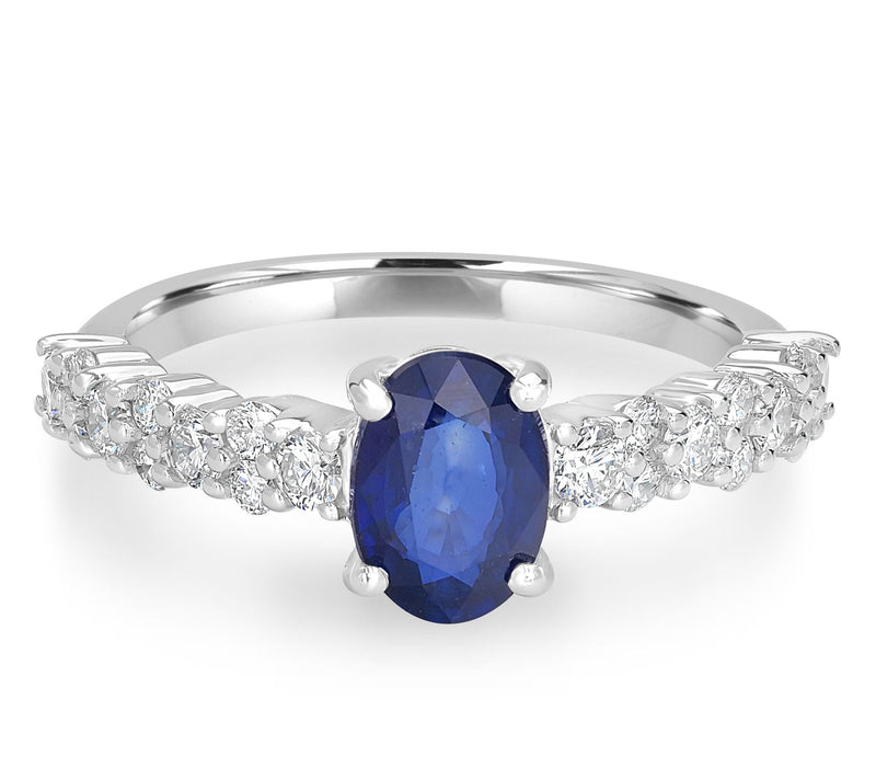 14K White Gold 0.90 ct Blue Sapphire & 0.40 cttw Diamond Ring — View 4