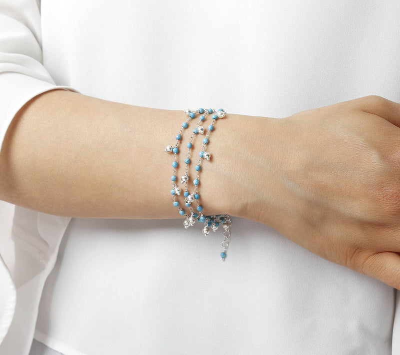 Italian Silver Adjustable Howlite Bead Bracelet — View 5