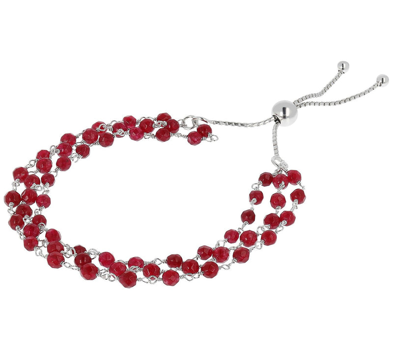 Italian Silver Multi-Gemstone Bead Adjustable Bacelet — View 5