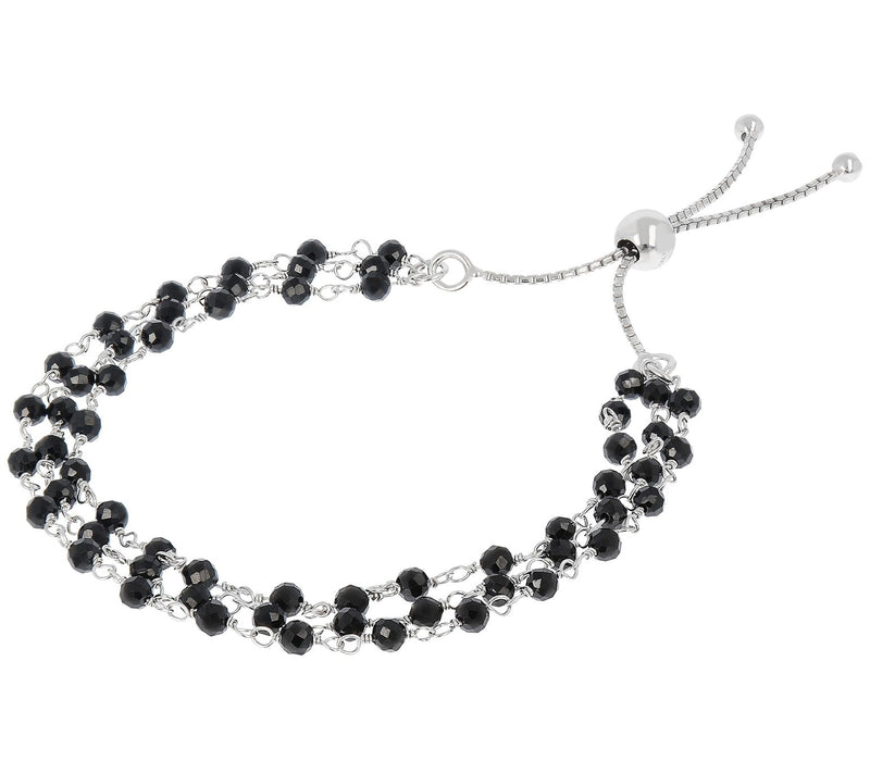 Italian Silver Multi-Gemstone Bead Adjustable Bacelet — Main view