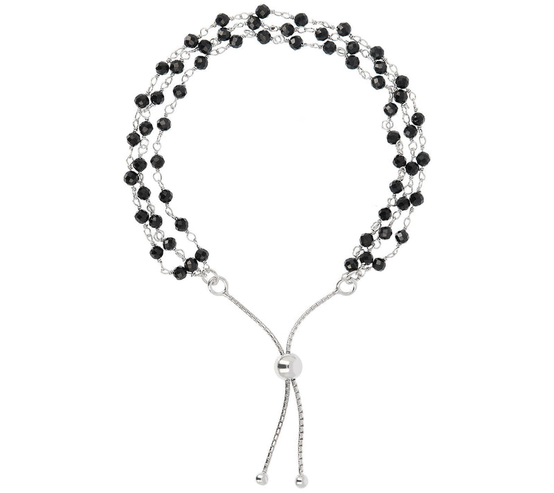 Italian Silver Multi-Gemstone Bead Adjustable Bacelet — View 6