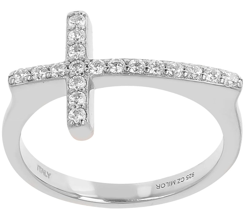 Diamonique 0.25 cttw Cross Ring, Sterling — View 5