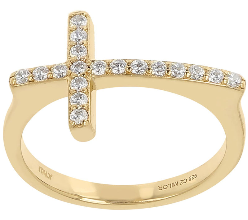 Diamonique 0.25 cttw Cross Ring, Sterling — View 7