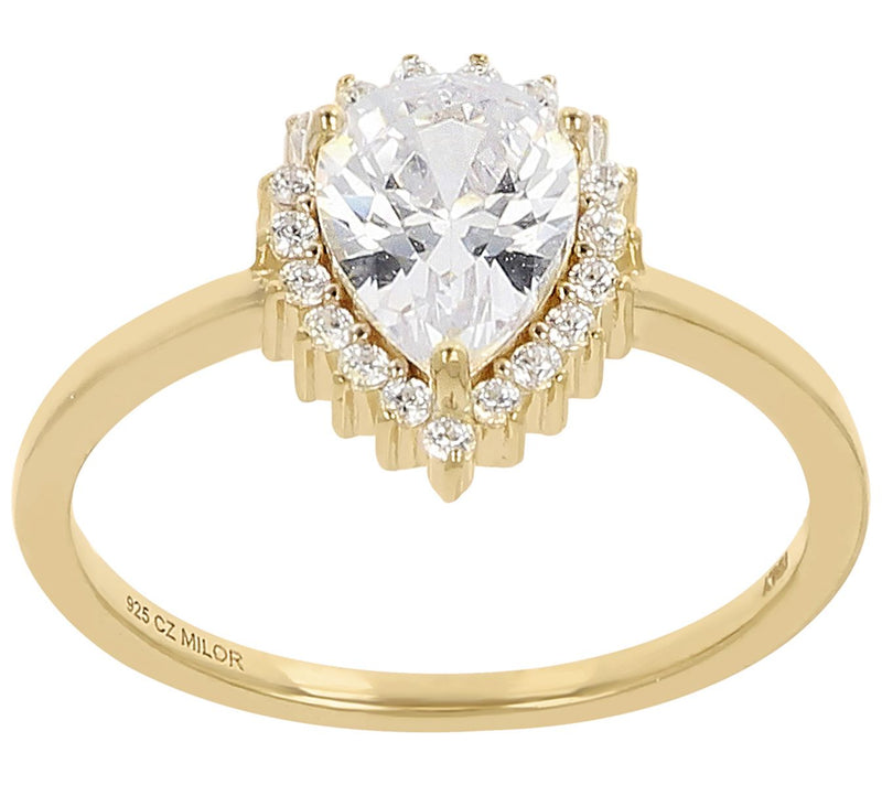 Diamonique 1.50 cttw Pear Cut Halo Ring, Sterli ng Silver — View 7