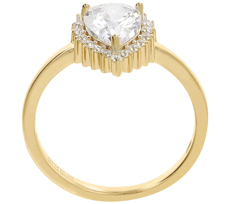 Diamonique 1.50 cttw Pear Cut Halo Ring, Sterli ng Silver — View 8