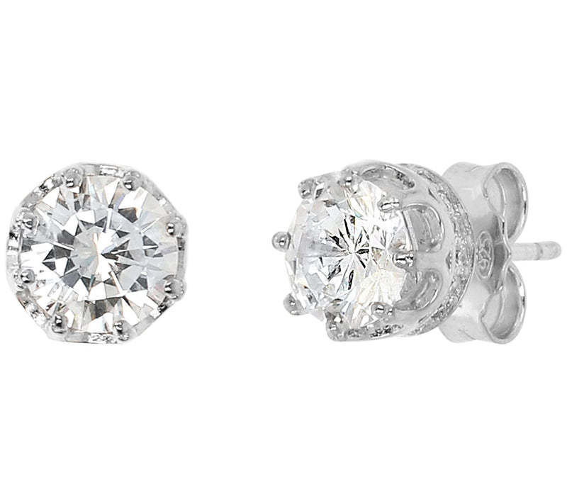 Diamonique 1.85 cttw Solitaire Stud Earrings, S terling Silver — View 5