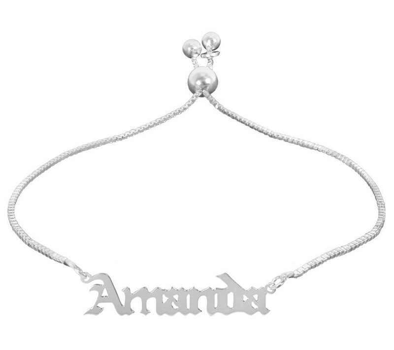 Sterling Silver Personalized Adjustable Name Br acelet — Main view