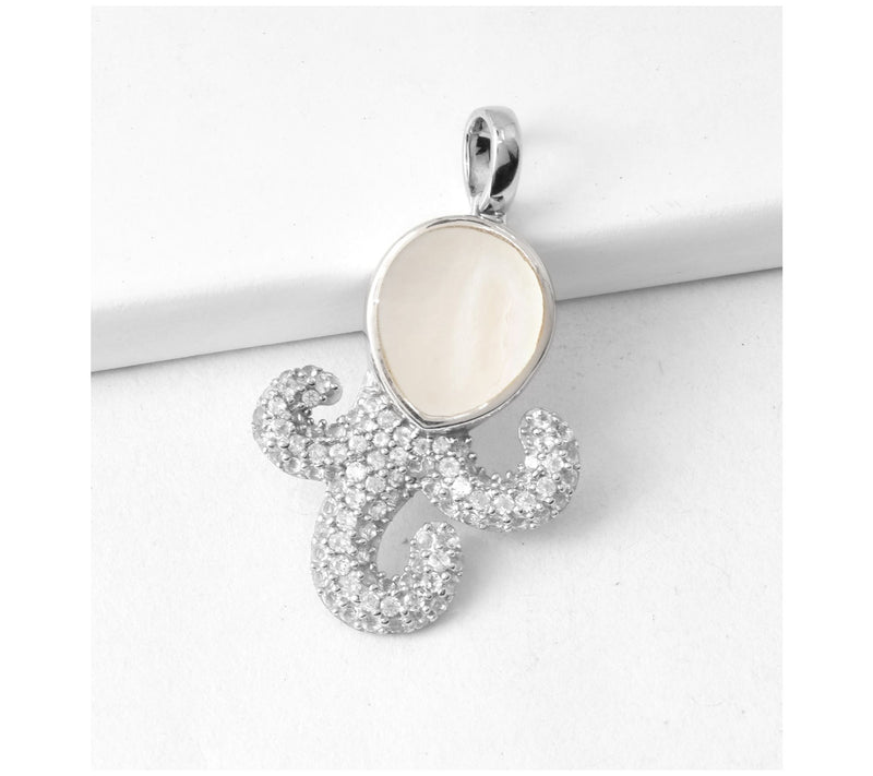 Sterling Silver Gemstone Octopus Pendant — View 5