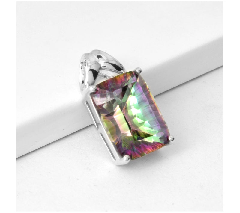 Sterling Silver Green Coated Quartz Pendant — View 6