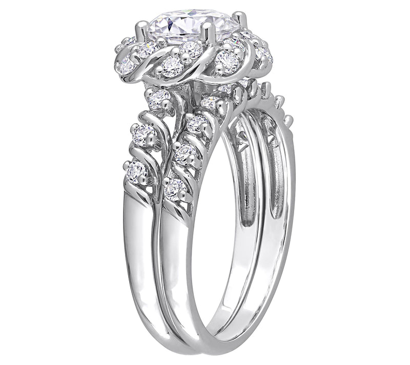 MoissanIce Moissanite 1.90 cttw Bridal Ring Set, Sterling — View 4